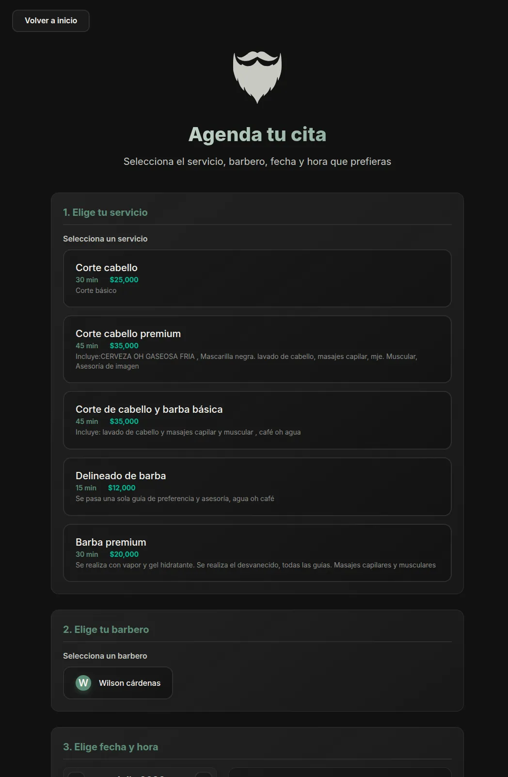 Desarrollo de Sistema de Citas para Barbería (Web / Móvil)